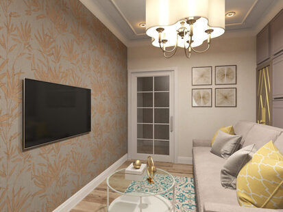 Фото № 3: Дизайн-проект зала 15.0  м² стиль Современная классика для ЖК Braer Park