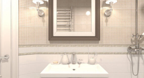 Ванная: готовый дизайн проект в стиле "Современная классика". Площадь 5.2 м² - фото №1