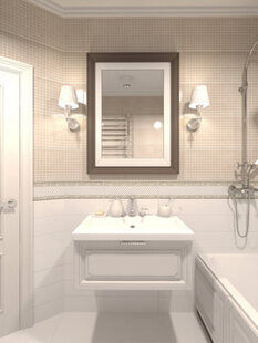 Фото № 1: Дизайн-проект ванной 5.2  м² стиль Современная классика для ЖК Braer Park