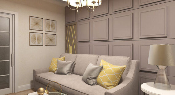 ЖК "BRAER PARK": готовый дизайн проект в стиле "Современная классика". Площадь 89.5 м² - фото №1