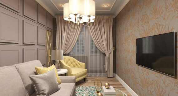 ЖК "BRAER PARK": готовый дизайн проект в стиле "Современная классика". Площадь 89.5 м² - фото №6