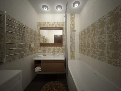 Фото № 3: Дизайн-проект ванной 3.3  м² стиль Конструктивизм для ЖК Лазурный