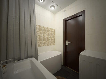 Фото № 2: Дизайн-проект ванной 3.3  м² стиль Конструктивизм для ЖК Лазурный