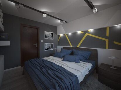 Фото № 1: Дизайн-проект спальни 10.6  м² стиль Конструктивизм для ЖК Лазурный