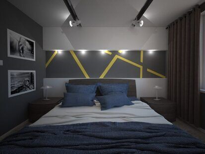 Фото № 2: Дизайн-проект спальни 10.6  м² стиль Конструктивизм для ЖК Лазурный