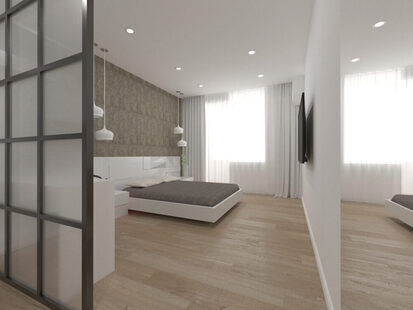 Фото № 4: Дизайн-проект трехкомнатной квартиры 86.0  м² стиль Минимализм для ЖК Дом на Окском