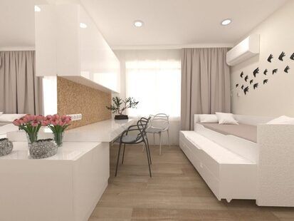 Фото № 2: Дизайн-проект трехкомнатной квартиры 86.0  м² стиль Минимализм для ЖК Дом на Окском