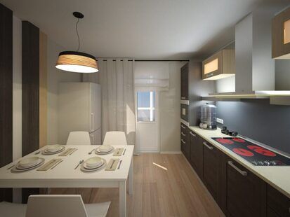 Фото № 1: Дизайн-проект кухни 12.3  м² стиль Конструктивизм для ЖК Лазурный