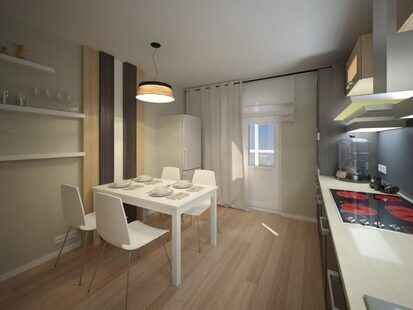 Фото № 2: Дизайн-проект кухни 12.3  м² стиль Конструктивизм для ЖК Лазурный