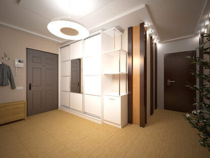 Фото № 3: Дизайн-проект двухкомнатной квартиры 59.2  м² стиль Конструктивизм для ЖК Лазурный