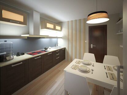 Фото № 6: Дизайн-проект двухкомнатной квартиры 59.2  м² стиль Конструктивизм для ЖК Лазурный