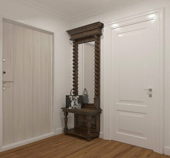 Фото № 3: Дизайн-проект однокомнатной квартиры 32.5  м² стиль Современная классика для ЖК Новый город