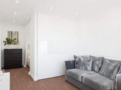 Фото № 5: Дизайн-проект однокомнатной квартиры 32.5  м² стиль Современная классика для ЖК Новый город