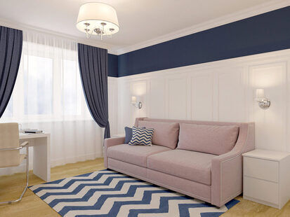 Фото № 6: Дизайн-проект однокомнатной квартиры 32.6  м² стиль Современная классика для ЖК Новый город