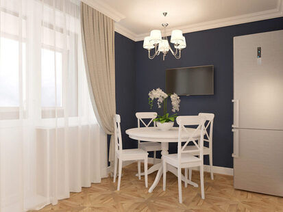 Фото № 5: Дизайн-проект однокомнатной квартиры 32.6  м² стиль Современная классика для ЖК Новый город