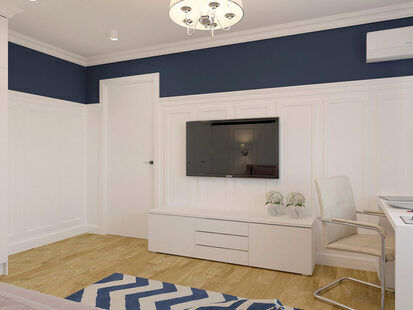 Фото № 3: Дизайн-проект однокомнатной квартиры 32.6  м² стиль Современная классика для ЖК Новый город