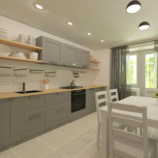 Фото № 1: Дизайн-проект кухни 14.7  м² Скандинавский стиль для ЖК Авиатор