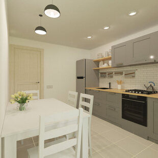 Фото № 2: Дизайн-проект кухни 14.7  м² Скандинавский стиль для ЖК Авиатор