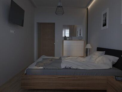 Фото № 2: Дизайн-проект спальни 11.8  м² Скандинавский стиль для ЖК Петровский квартал