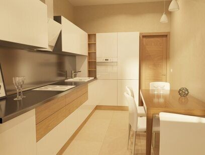 Фото № 2: Дизайн-проект кухни 11.3  м² Скандинавский стиль для ЖК Петровский квартал