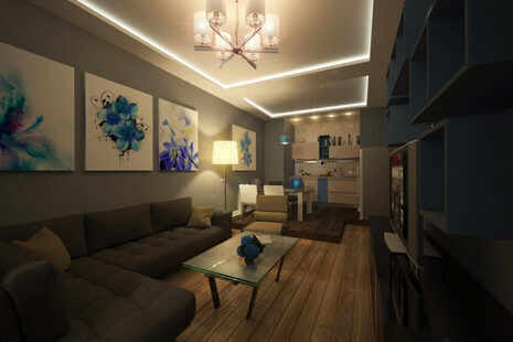 Фото № 2: Дизайн-проект однокомнатной квартиры 44.7  м² стиль Современная классика для ЖК Наследие