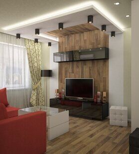 Фото № 1: Дизайн-проект однокомнатной квартиры 40.3  м² стиль Контемпорари для ЖК Алые паруса