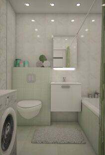 Фото № 2: Дизайн-проект однокомнатной квартиры 40.3  м² стиль Контемпорари для ЖК Алые паруса