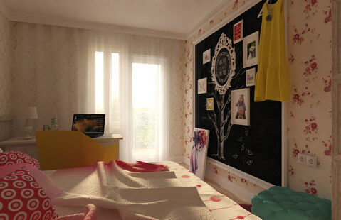 Фото № 1: Дизайн-проект детской 13.7  м² стиль Прованс для ЖК Лазурный