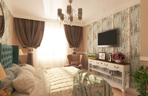 Фото № 2: Дизайн-проект спальни 13.7  м² стиль Прованс для ЖК Лазурный