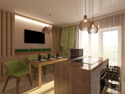 Фото № 1: Дизайн-проект кухни 16.5  м² стиль Прованс для ЖК Лазурный