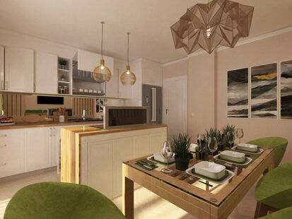 Фото № 2: Дизайн-проект кухни 16.5  м² стиль Прованс для ЖК Лазурный