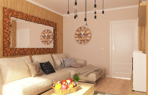 Фото № 3: Дизайн-проект зала 16.2  м² стиль Прованс для ЖК Лазурный