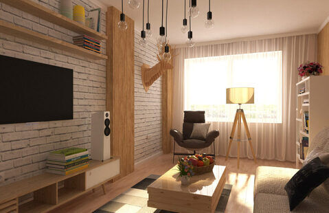 Фото № 4: Дизайн-проект зала 16.2  м² стиль Прованс для ЖК Лазурный