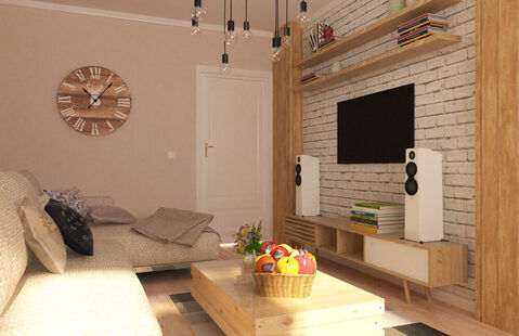 Фото № 2: Дизайн-проект зала 16.2  м² стиль Прованс для ЖК Лазурный