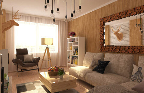 Фото № 1: Дизайн-проект зала 16.2  м² стиль Прованс для ЖК Лазурный