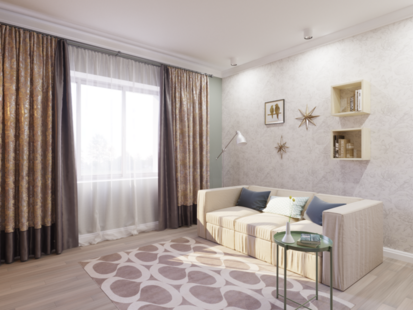 Фото № 5: Дизайн-проект однокомнатной квартиры 45.5  м² стиль Модернизм для ЖК Мещера