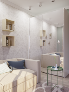 Фото № 4: Дизайн-проект однокомнатной квартиры 45.5  м² стиль Модернизм для ЖК Мещера