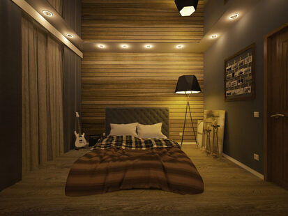 Фото № 1: Дизайн-проект спальни 11.4  м² стиль Минимализм для ЖК Лайт Сити LS