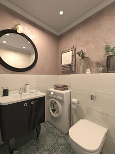 Фото № 2: Дизайн-проект однокомнатной квартиры 37.2  м² стиль Современная классика п-44т, секция 1-1