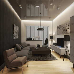 Фото № 1: Дизайн-проект двухкомнатной квартиры 40.9  м² стиль Минимализм п-44т, секция 1-1