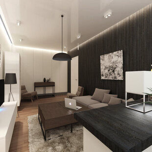 Фото № 6: Дизайн-проект двухкомнатной квартиры 40.9  м² стиль Минимализм п-44т, секция 1-1