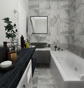 Фото № 2: Дизайн-проект двухкомнатной квартиры 40.9  м² стиль Минимализм п-44т, секция 1-1