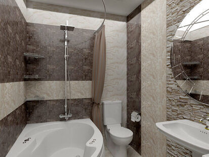 Фото № 3: Дизайн-проект совмещенного санузла 4.6  м² стиль Современная классика для ЖК Современный