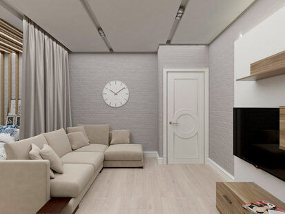 Фото № 4: Дизайн-проект зала 24.6  м² стиль Современная классика для ЖК Мещера