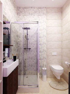 Фото № 2: Дизайн-проект совмещенного санузла 3.9  м² Скандинавский стиль для ЖК Петровский Квартал