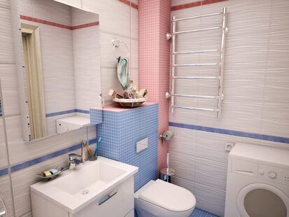 Фото № 1: Дизайн-проект совмещенного санузла 3.3  м² стиль Поп-арт для ЖК Современный