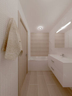 Фото № 2: Дизайн-проект совмещенного санузла 3.5  м² стиль Минимализм для ЖК Эверест