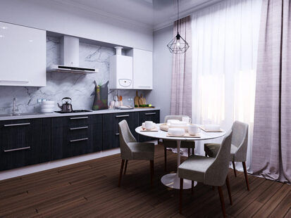 Фото № 1: Дизайн-проект кухни 13.7  м² Скандинавский стиль для ЖК Мещера