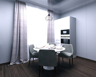 Фото № 2: Дизайн-проект кухни 13.7  м² Скандинавский стиль для ЖК Мещера