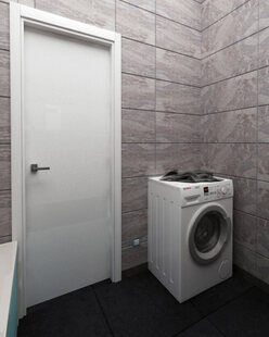 Фото № 2: Дизайн-проект совмещенного санузла 4.4  м² Скандинавский стиль для ЖК Мещера